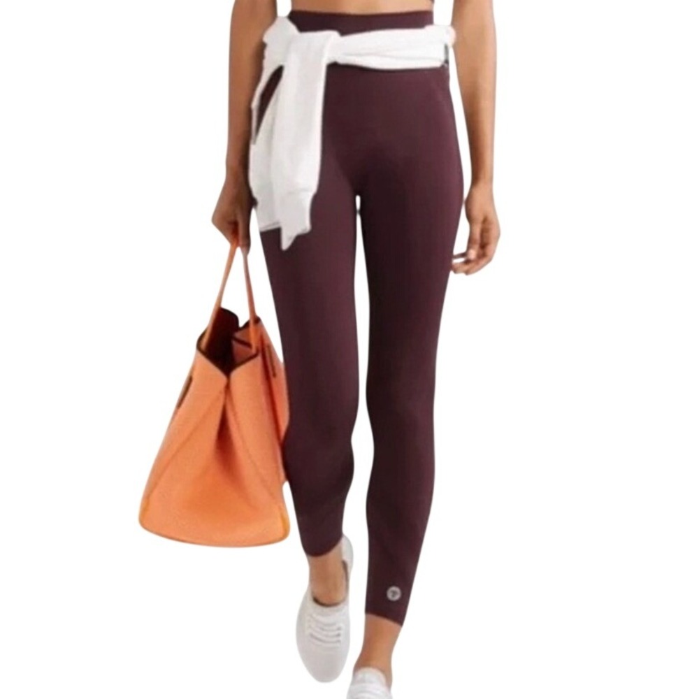 Tory Sport Seamless High Waist Leggings Burgundy Wine SMALL